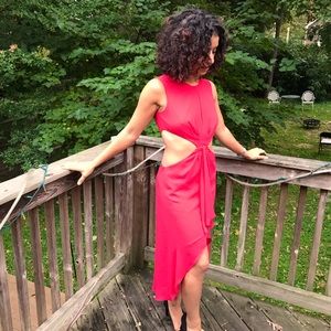 Dark hot pink BCBG dress with midriff cuts